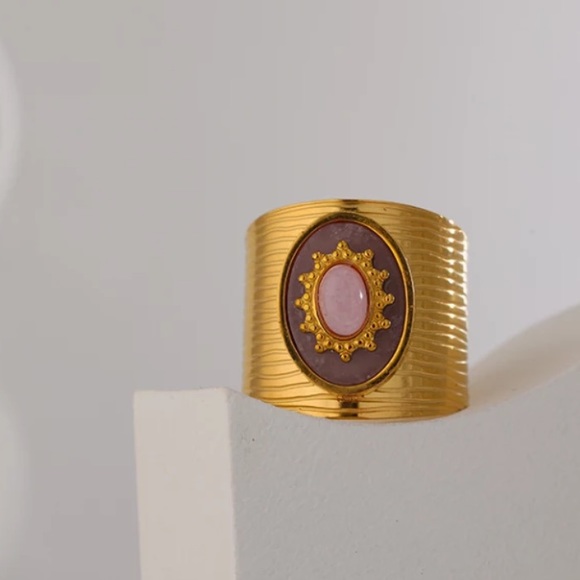 💛Gold Plated crystal open ring - Picture 7 of 8